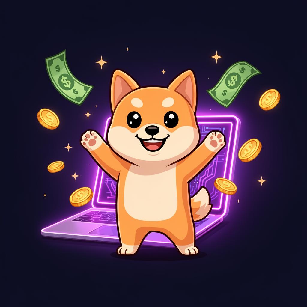 AI Underdog mascot triumphant with cash flying around